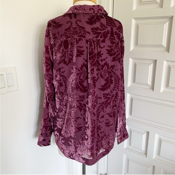 NWT Soft Surroundings Floreat Velvet Shirt Purple Plum Wine Button Top Large 2X - Picture 4 of 15
